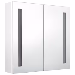 vidaXL Armadietto Bagno con Specchio e LED Bianco Lucido 62x14x60 cm - Vista aggiuntiva 3