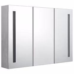 vidaXL Armadietto Bagno con Specchio e LED Grigio Cemento 89x14x62 cm - Vista aggiuntiva 2