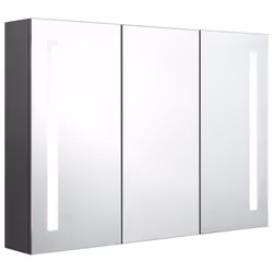 Armadietto Bagno con Specchio e LED 89x14x62 cm Grigiocod mxl 103342 - Vista aggiuntiva 3