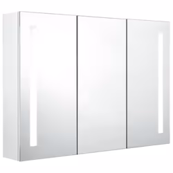 Armadietto Bagno con Specchio e LED Bianco Lucido 89x14x62 cmcod mxl 97027 - Vista aggiuntiva 2
