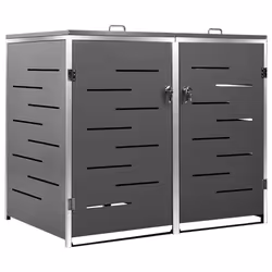 vidaXL Copri Bidoni Pattumiera Doppia 138x77,5x112,5 cm Acciaio Inox - Vista aggiuntiva 2