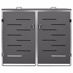 vidaXL Copri Bidoni Pattumiera Doppia 138x77,5x112,5 cm Acciaio Inox - Vista aggiuntiva 3