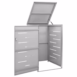 vidaXL Copribidone per Spazzatura Singolo 69x77,5x112,5cm Acciaio Inox - Vista aggiuntiva 3