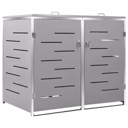 vidaXL Copri Bidoni Pattumiera Doppia 138x77,5x112,5 cm Acciaio Inox - Vista aggiuntiva 2