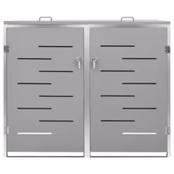 vidaXL Copri Bidoni Pattumiera Doppia 138x77,5x112,5 cm Acciaio Inox - Vista aggiuntiva 3