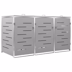 vidaXL Copribidone per Spazzatura Triplo 207x77,5x112,5cm Acciaio Inox - Vista aggiuntiva 2