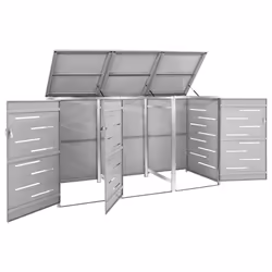 vidaXL Copribidone per Spazzatura Triplo 207x77,5x112,5cm Acciaio Inox - Vista aggiuntiva 3