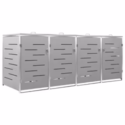 vidaXL Copri Bidoni Pattume Quadruplo 276,5x77,5x112,5 cm Acciaio Inox - Vista aggiuntiva 2