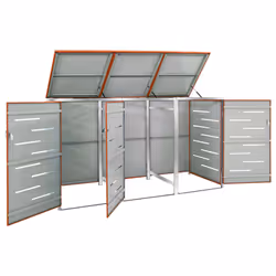 vidaXL Copribidone per Spazzatura Triplo 207x77,5x112,5cm Acciaio Inox - Vista aggiuntiva 3