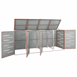 vidaXL Copri Bidoni Pattume Quadruplo 276,5x77,5x112,5 cm Acciaio Inox - Vista aggiuntiva 3