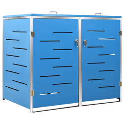 vidaXL Copri Bidoni Pattumiera Doppia 138x77,5x112,5 cm Acciaio Inox - Vista aggiuntiva 2