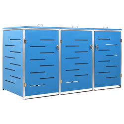vidaXL Copribidone per Spazzatura Triplo 207x77,5x112,5cm Acciaio Inox - Vista aggiuntiva 2