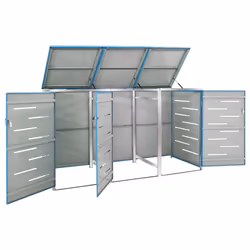 vidaXL Copribidone per Spazzatura Triplo 207x77,5x112,5cm Acciaio Inox - Vista aggiuntiva 3
