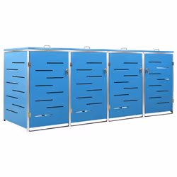 vidaXL Copri Bidoni Pattume Quadruplo 276,5x77,5x112,5 cm Acciaio Inox - Vista aggiuntiva 2