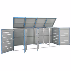 vidaXL Copri Bidoni Pattume Quadruplo 276,5x77,5x112,5 cm Acciaio Inox - Vista aggiuntiva 3