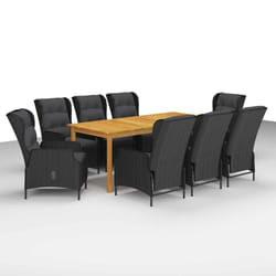 vidaXL Set da Pranzo da Giardino 9 pz Grigio Scuro