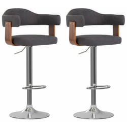 Set di 2 Sgabelli da Bar, Sgabelli Alti Grigio Scuro in Tessuto e Legno Curvo vidaXL