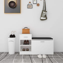 Panca Porta Scarpe Bianca 94,5x31x57 cm in Legno Multistrato Vidaxl 87507