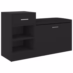 vidaXL Panca Porta Scarpe Nera 94,5x31x57 cm in Legno Multistrato - Vista aggiuntiva 2