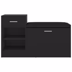 vidaXL Panca Porta Scarpe Nera 94,5x31x57 cm in Legno Multistrato - Vista aggiuntiva 3