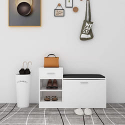 Panca Porta Scarpe Bianco Lucido 94,5x31x57cm Legno Multistrato Vidaxl 64225