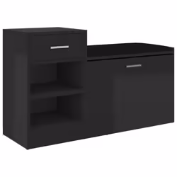 vidaXL Panca Porta Scarpe Nero Lucido 94,5x31x57cm Legno Multistrato - Vista aggiuntiva 2