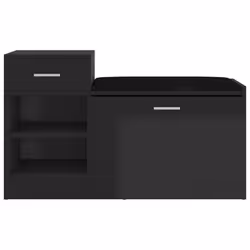 vidaXL Panca Porta Scarpe Nero Lucido 94,5x31x57cm Legno Multistrato - Vista aggiuntiva 3