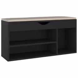 vidaXL Panca Porta Scarpe con Cuscino Nera 104x30x49cm Multistrato - Vista aggiuntiva 2