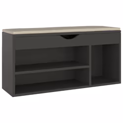 vidaXL Panca Porta Scarpe con Cuscino Grigia 104x30x49cm Multistrato - Vista aggiuntiva 2