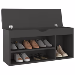 vidaXL Panca Porta Scarpe con Cuscino Grigia 104x30x49cm Multistrato - Vista aggiuntiva 3