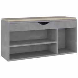 vidaXL Panca Scarpe con Cuscino Grigio Cemento 104x30x49cm Multistrato - Vista aggiuntiva 2