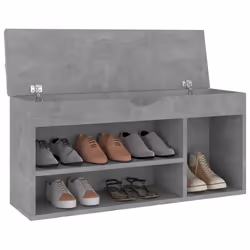 vidaXL Panca Scarpe con Cuscino Grigio Cemento 104x30x49cm Multistrato - Vista aggiuntiva 3