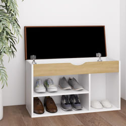 Panca Scarpe Cuscino Bianco Rovere Sonoma 80x30x47 Multistrato Vidaxl Beige