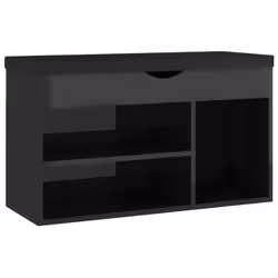 vidaXL Panca Porta Scarpe Cuscino Nero Lucido 80x30x47cm Multistrato - Vista aggiuntiva 2