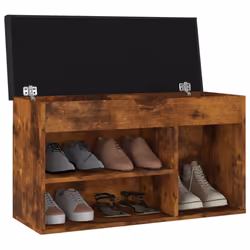 vidaXL Panca Porta Scarpe Cuscino Rovere Fumo 80x30x47cm Multistrato - Vista aggiuntiva 3