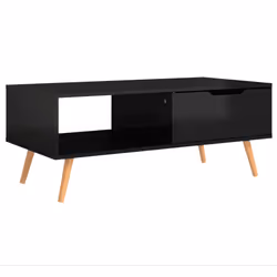 vidaXL Tavolino Salotto Nero Lucido 100x49,5x43 cm Legno Multistrato - Vista aggiuntiva 2