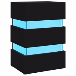 vidaXL Comodino con Luci LED Nero 45x35x67 cm in Legno Multistrato - Vista aggiuntiva 2