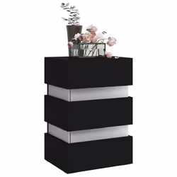 vidaXL Comodino con Luci LED Nero 45x35x67 cm in Legno Multistrato - Vista aggiuntiva 3