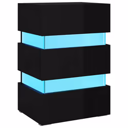 vidaXL Comodino con LED Nero Lucido 45x35x67 cm in Legno Multistrato - Vista aggiuntiva 2