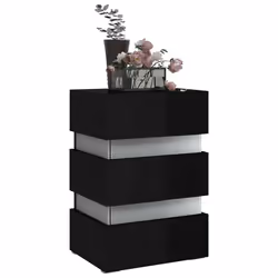 vidaXL Comodino con LED Nero Lucido 45x35x67 cm in Legno Multistrato - Vista aggiuntiva 3