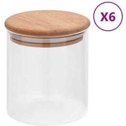 vidaXL Barattoli di Vetro con Coperchio in Bambù 6 pz 600 ml