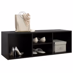 vidaXL Panca Porta Scarpe Nera 105x35x35 cm in Legno Multistrato - Vista aggiuntiva 3