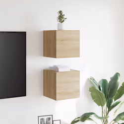 vidaXL Mobili Porta TV a Parete 2pz Rovere Sonoma 30,5x30x30 cm - Vista aggiuntiva 3