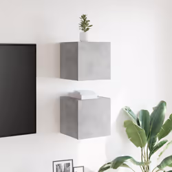 vidaXL Mobili Porta TV a Parete 2pz Grigio Cemento 30,5x30x30 cm - Vista aggiuntiva 3