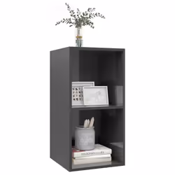 vidaXL Mobile TV da Parete Grigio Lucido 37x37x72 cm Legno Multistrato - Vista aggiuntiva 3