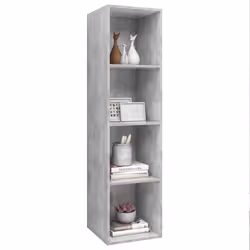 vidaXL Mobile TV Parete Grigio Cemento 37x37x142,5cm Legno Multistrato - Vista aggiuntiva 3