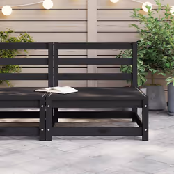 vidaXL Divano Centrale da Giardino Nero in Legno Massello di Pino - Vista aggiuntiva 3