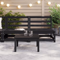 vidaXL Divani Centrali Giardino 2 pz in Massello di Pino Nero - Vista aggiuntiva 3