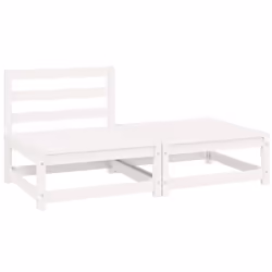 vidaXL Set Divani da Giardino 2 pz Bianchi in Legno Massello di Pino - Vista aggiuntiva 2