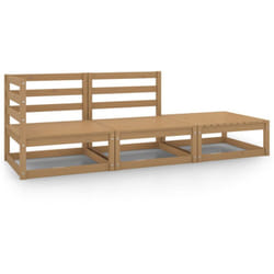 3 pz Set Divani da Giardino, Salotti da Giardino Miele in Legno Massello di Pino Vidaxl